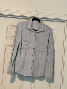 Z Supply Light Gray Button-Front Shirt Jacket